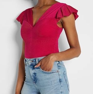 Express Pink Ribbed Crop Top